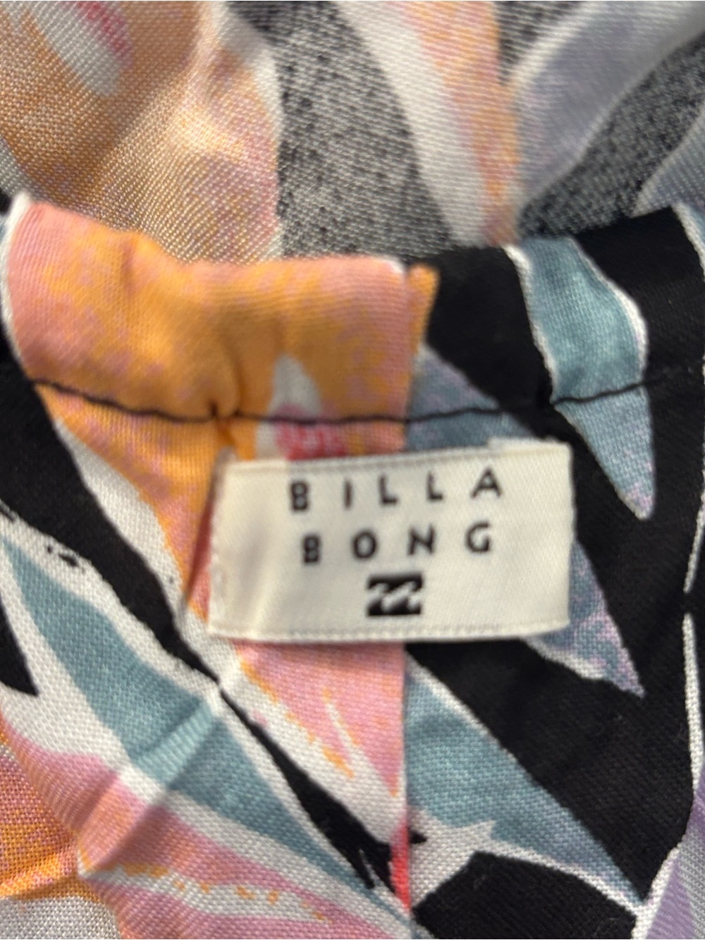 NWT Billabong Black Floral Slip Dress with Pink & Peach Blooms- L - Picture 5 of 10